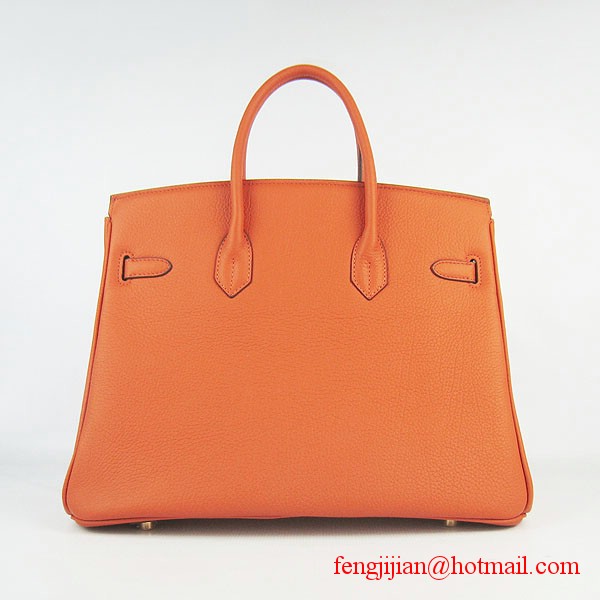 Hermes Birkin 35cm Tendon Veins Leather Bag Orange Gold Hardware